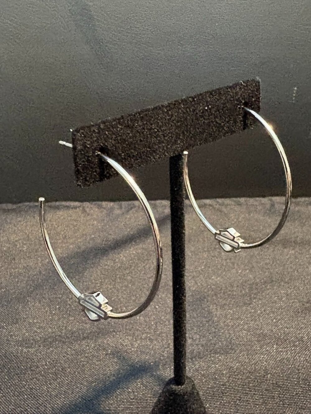 HAQRLEY DAVIDSON SINGLE HOOP STAINLESS STEEL EARRINGS